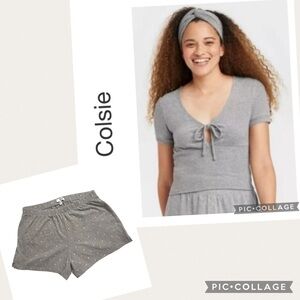 NEW COLSIE CROPPED PAJAMA TOP AND HEADBAND…SOFT FREE SONOMA PJ SHORTS